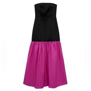 Zara Pink & Black Color block Strapless Maxi Dress(Size Large)